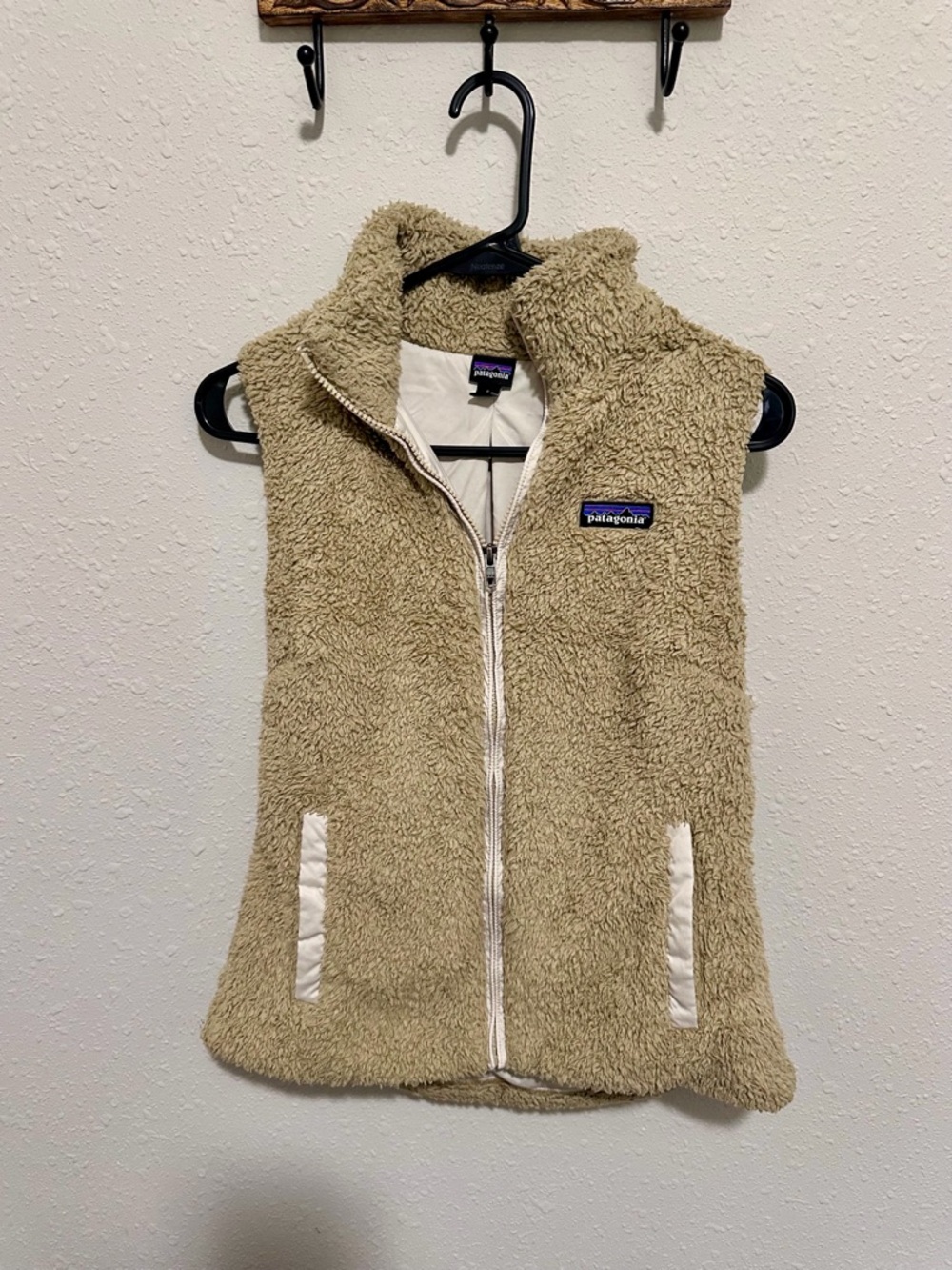 Patagonia Cream Faux-Sherpa Zip-Up Vest